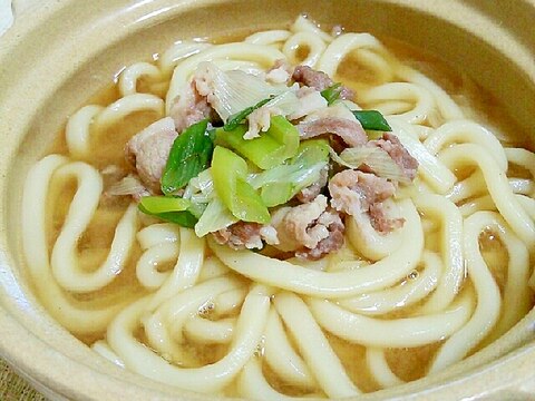 ぱぱっとすぐできる☆豚ネギ煮込みうどん